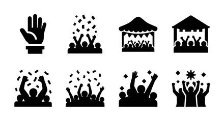 Fototapeta na wymiar Silhouette icons of party celebrations and festive gatherings