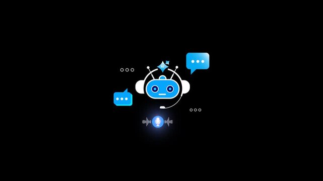 Voice AI Chatbot Assistant on Smartphone with Virtual Interface, Mobile Voice Assistant for Smart Communication, Digital Support and Artificial Intelligence Conversation Technology - Alpha chennel
