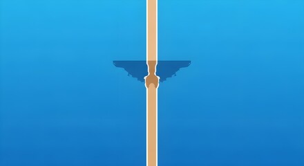 Golden line splits blue background with triangle shape