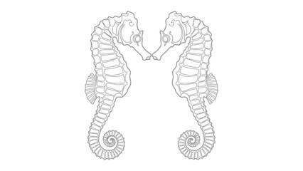 Serene Sea Horse Duo: Two sea horses elegantly facing each other, rendered in intricate detail against a minimalist backdrop, evokes a sense of aquatic harmony and serenity. © mstmahmuda