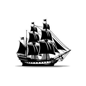 ingle Vector Fill Silhouette &ndash; Historic Sailing Boat Icon (Landing of the Patriots)
