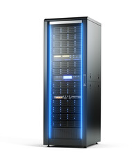 Obraz premium Server rack isolated - Cloud Computing, Artificial Intelligence, Database Concept - 3d illustration