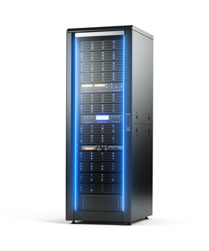 Server rack isolated - Cloud Computing, Artificial Intelligence, Database Concept - 3d illustration