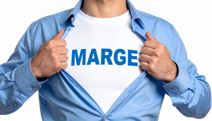 Obraz premium Marge - Ein Mann öffnet sein Hemd und zeigt sein 