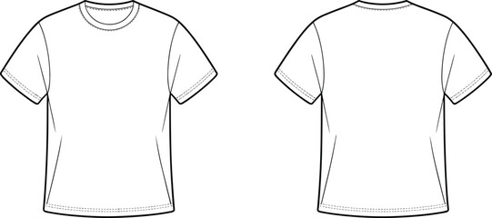 White t- shirt front and back view with short sleeves and round neckline t-shirt clothing 2 apparel