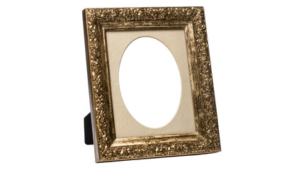 Isolated ornate gold picture frame with oval cutout suitable for portraits and paintings © Federica