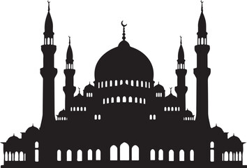 Vector silhouette of a mosque with minarets and dome © Riponislam