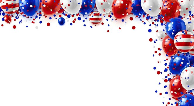 Patriotic balloons and confetti border design