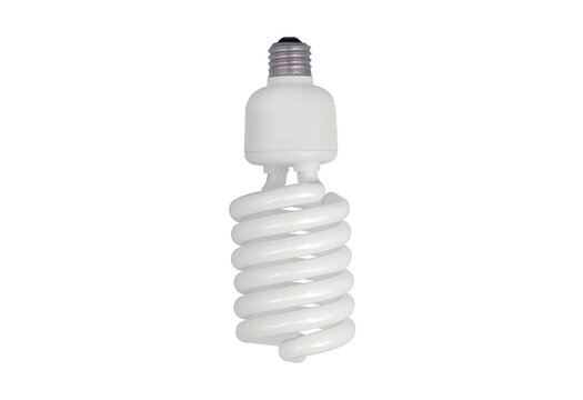 Compact fluorescent light bulb with medium screw base for general lighting use isolated on transparent background
