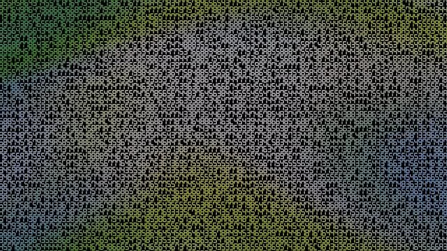 Digital glitch. Multicolor digital background with a grid. Abstract animation of the noise background of a rainbow matrix with a rainbow gradient.