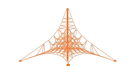 Orange rope climbing net structure for playground © zulvida