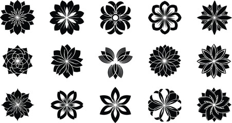 Black and white floral flowers shapes © Graphic Shops