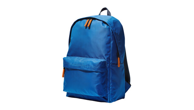 Isolated bright blue backpack for travel, school and everyday use, fashion accessory