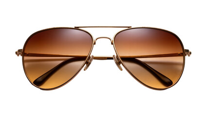Isolated aviator sunglasses with brown gradient lenses and gold frame, studio shot, fashion object © Radovan
