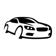 Logo concesionario de coches. Icono con dibujo con líneas de un vehículo de lujo © teracreonte