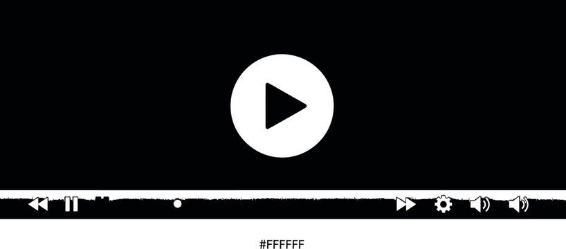 Modern media player interface with a play button highlighted on a black background