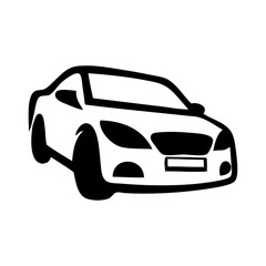 Logo concesionario de coches. Icono con dibujo con líneas de un vehículo de lujo © teracreonte