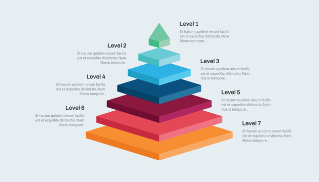 Seven Layer Isometric Pyramid Infographic For Business Hierarchy