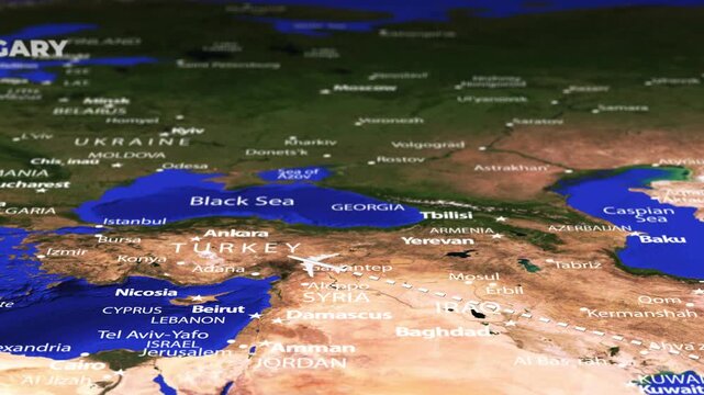 Flight From Mumbai INDIA to Budapest HUNGARY ARMENIA with flag pins