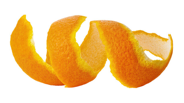 Isolated Citrus Peel Twist &ndash; Vibrant Orange Zest Decorative Garnish for Cocktails and Desserts