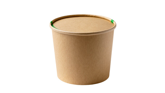 Isolated paper food container with lid ready for delivery from restaurant or takeout