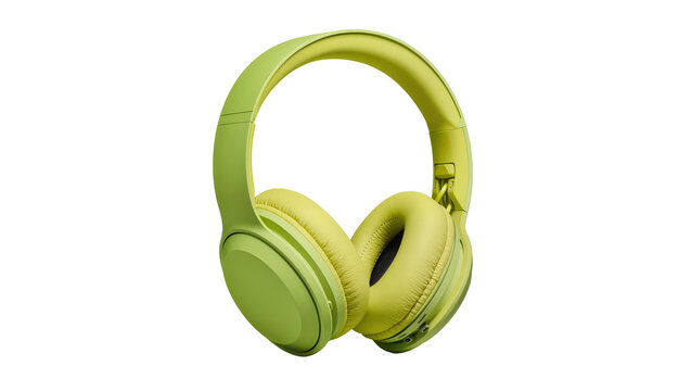 Isolated green headphones for listening to music or podcast in comfort or at home alone