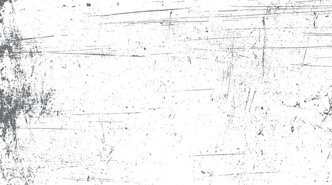 Gray distressed texture with scratches and speckles on white background. Abstract grunge overlay