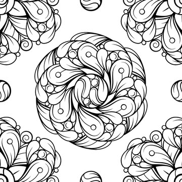 Seamless mandala pattern. Intricate floral circular ornaments repeating design