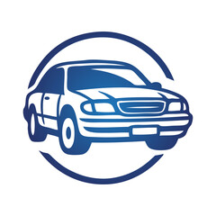 Logo concesionario de coches. Dibujo con líneas de un vehículo de lujo en un círculo  © teracreonte