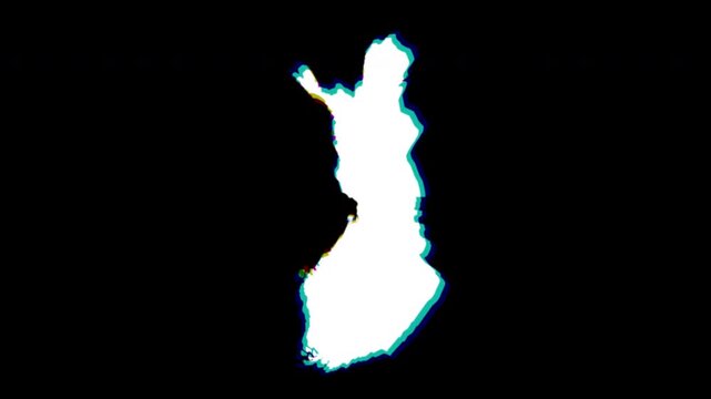 Finland white and chromatic abstract map pop animation black background