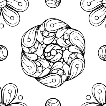 Seamless mandala pattern. Large floral circular ornaments repeating background