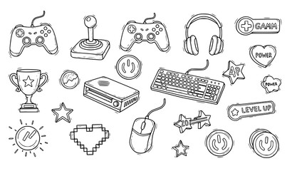 Gaming Hand Drawn Doodle Icon Set Esports Vector Pack © Songkari