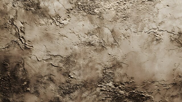Abstract aerial view of a rugged, dry, and textured terrain with intricate patterns and shadows, resembling an arid or extraterrestrial landscape.