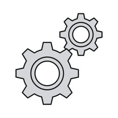 Two gray gear icons in simple line style  mechanical engineering concept icon