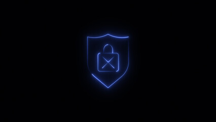 Neon Shield with Checkmark illustration on Black Background. Check mark in neon style. © MST MERINA