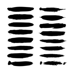 Black Paint Ink Brush Strokes, Grungy Lines, Frames, Boxes &mdash; Vector Brush Collection on White Background
