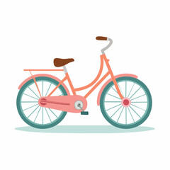Fototapeta premium Illustration of a pastel pink bicycle with blue wheels and seat