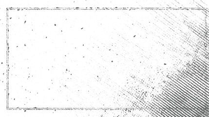 Grungy distressed rectangular frame with diagonal lines and scattered speckles grunge textured border