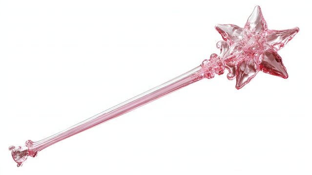 A delicate pink star-shaped magic wand with sparkling crystal accents.