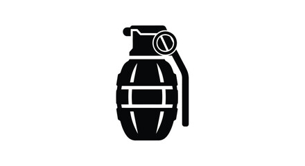 Black silhouette of a classic hand grenade with a safety pin