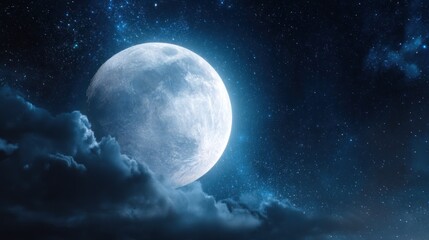 Fototapeta premium Full moon and stars at night