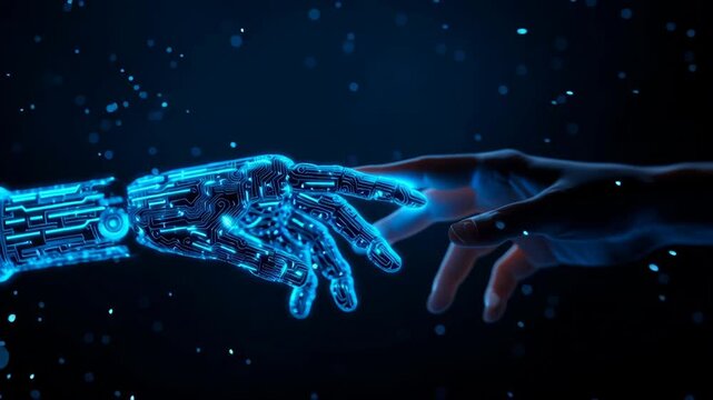 Abstract Representation of Human and AI Connection, Showcasing the Fusion of Technology and Humanity in a Digital Landscape