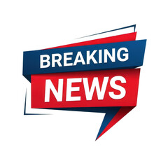 Fototapeta premium Breaking news logo with red and blue banners