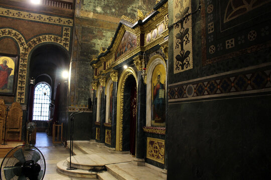 Hagia Sophia iconostasis August 2024 Byzantine frescoes and icons in Thessaloniki