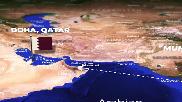 Flight From Mumbai INDIA to Doha QATAR ARMENIA with flag pins