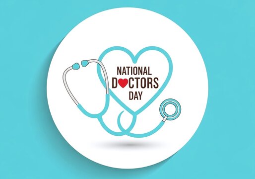 National doctors day celebration with heart and stethoscope