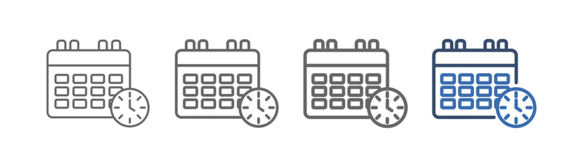 
outline icon set schedule with date and time design