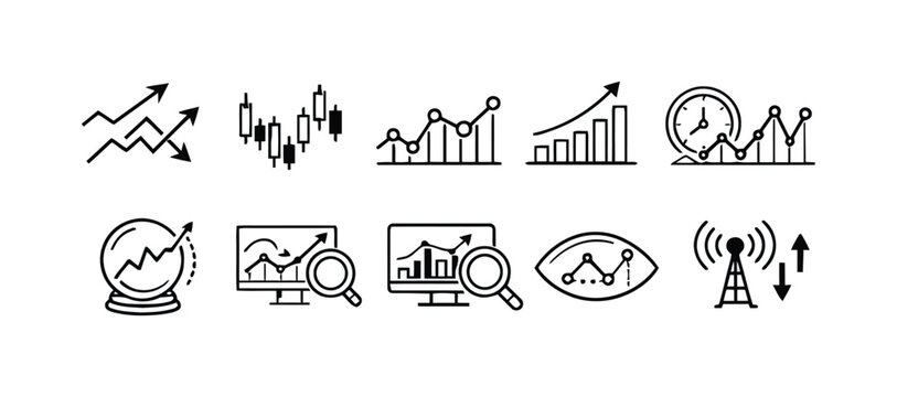 Financial charts and graphs depicting growth trends and market analysis with technology elements
