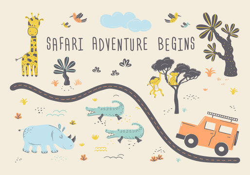 Safari Adventure Begins Landscape Poster