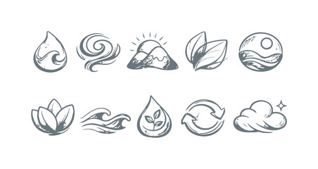 Obraz premium Hand drawn icons representing nature and elements